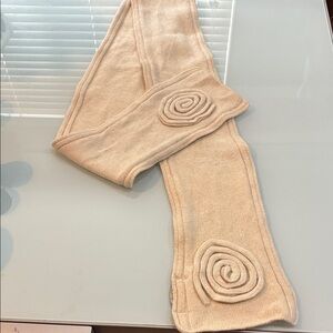 Elegant Cream long wool silk Scarf with Rose Details Nua Ireland